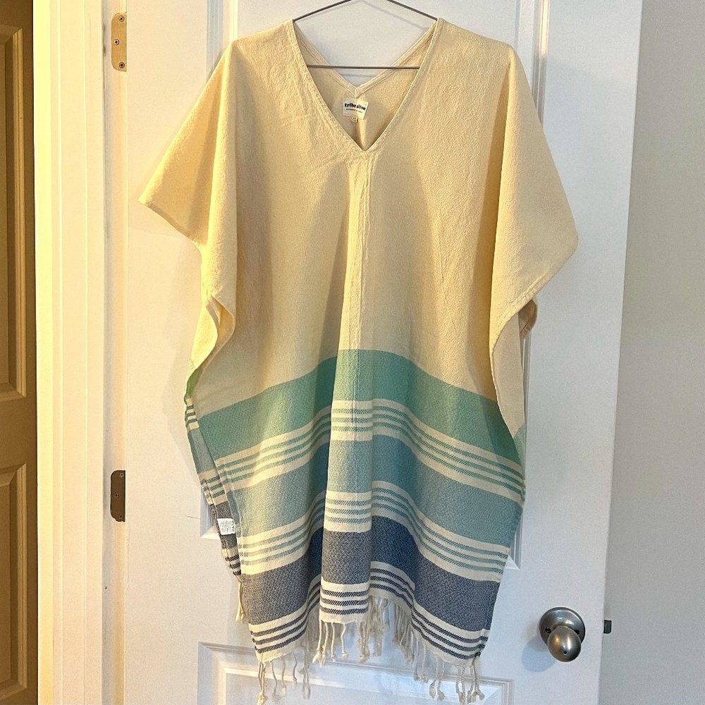 Tribe Alive Cotton Striped Beach Cover Up Poncho Shawl